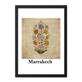 Marrakech Wall Art, Vintage Floral Print, Antique Book Page Art, Colorful Flower Decor, Botanical Illustration, Home Decor (135) - Tawshia